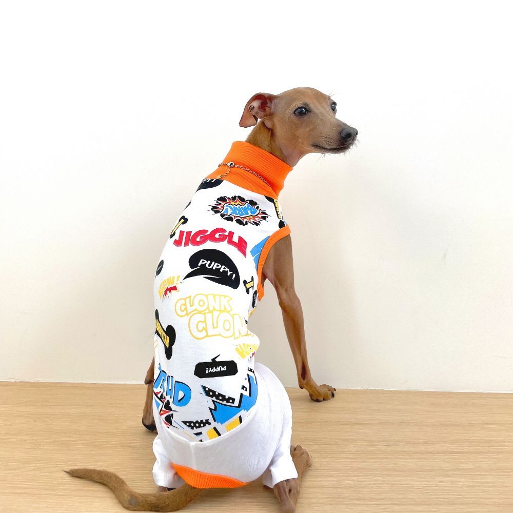 イタグレ 服 犬服 S M L XL コミックロンパース つなぎ ウィペット 服