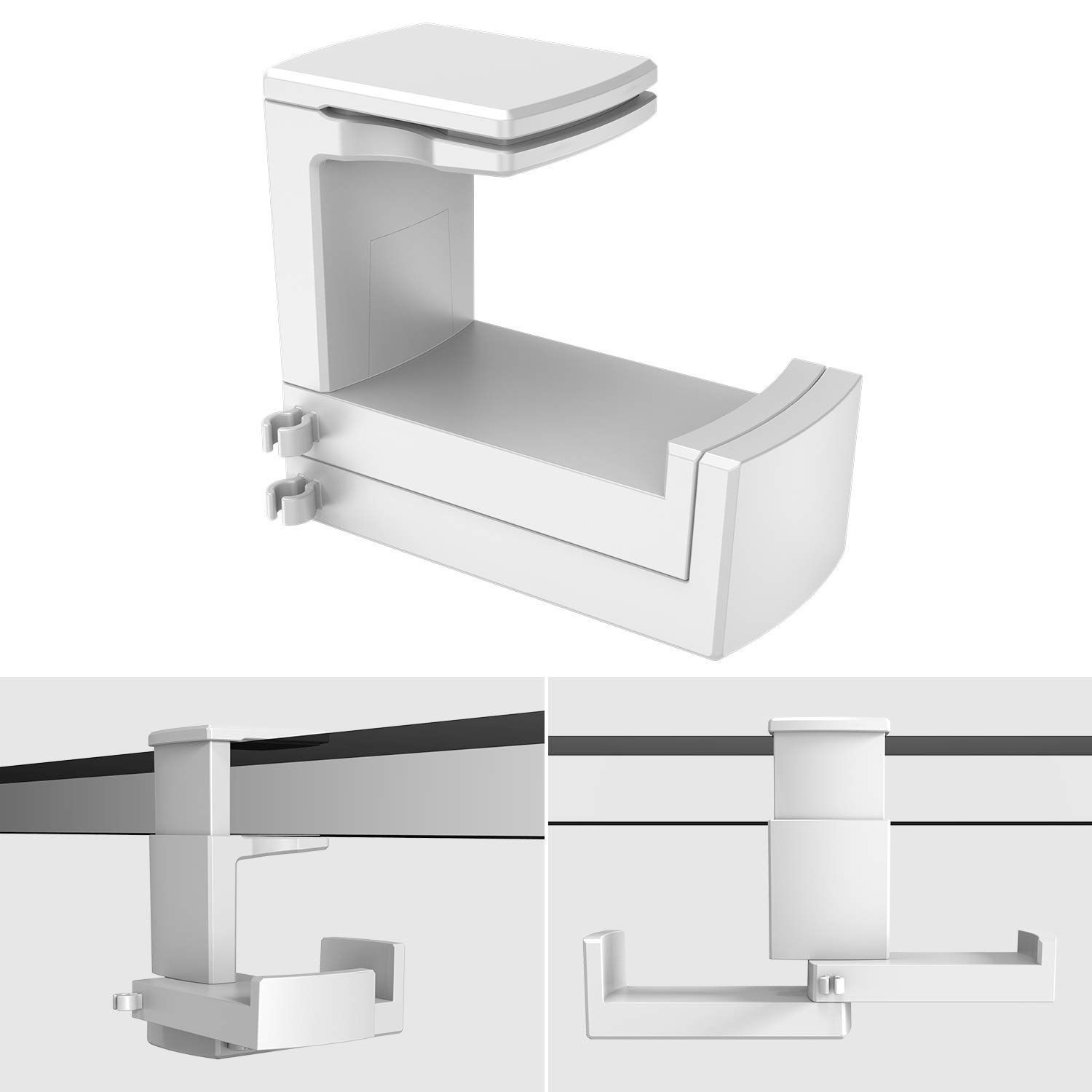 まもなく終了 幅広く機種に対応 ヘッドホンフック バネ式クランプ ホワイト ケーブル収納 滑り止め 耐荷重2キロ 省スペース ヘッドホンハンガー ダブルフック 360度回転式 2台を同時に掛ける ヘッドホンスタンド 川の信芸