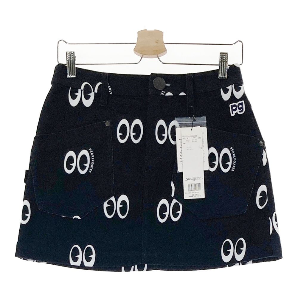 サイズ 0 PEARLY GATES パーリーゲイツ 055-0234100 ストレッチスカート 目玉 総柄 ブラック系 240101543805 ゴルフウェア レディース ストスト