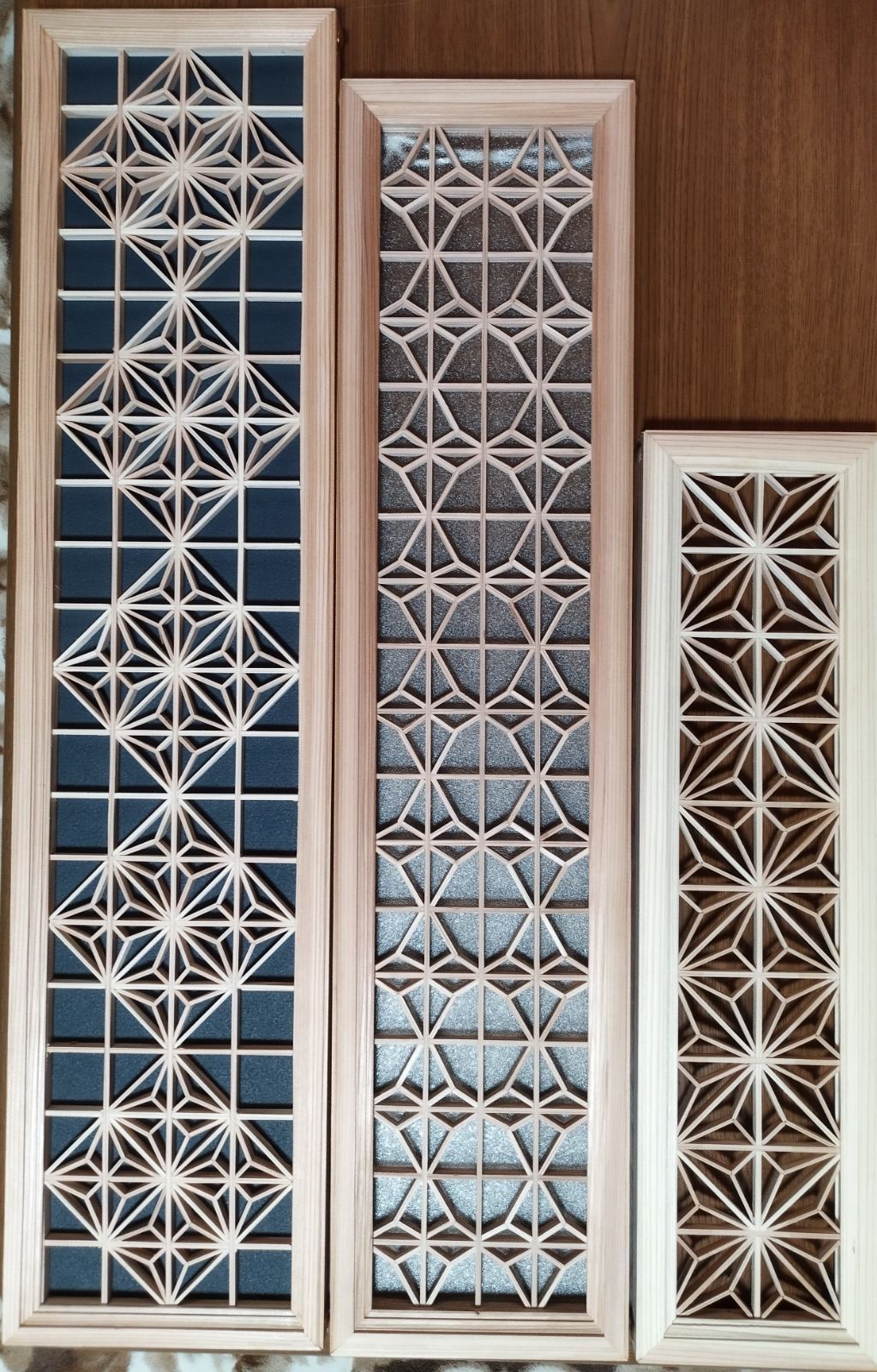 85 麻の葉組子 吹き抜け カラーアクリル板入り3枚一組