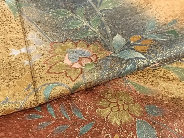 平和屋着物○訪問着 刺繍 更紗花文 暈し染め 金彩 正絹 逸品