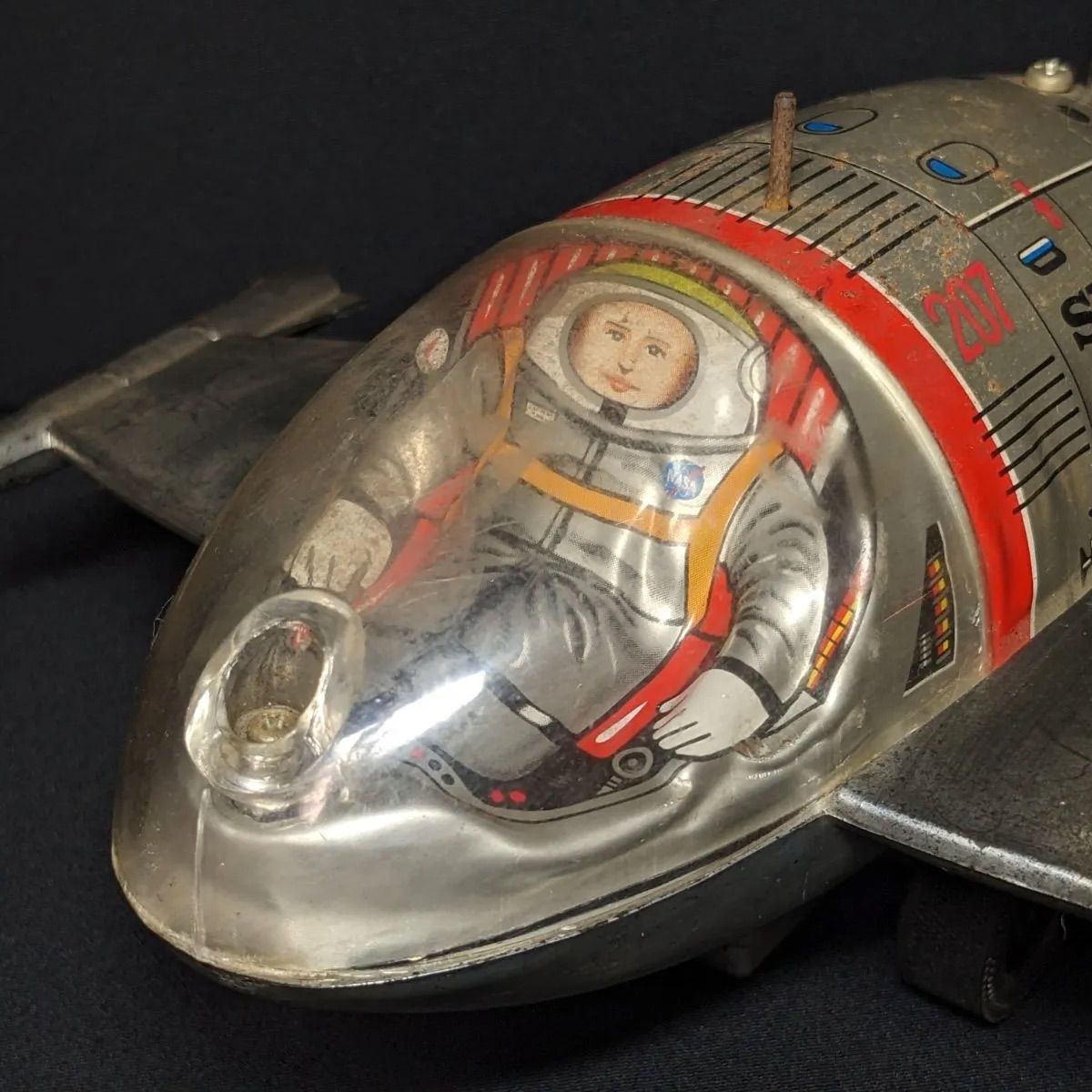 VINTAGE - 【希少】ブリキ 宇宙飛行士 SPACE おもちゃ ゼンマイ 可動品 Yahoo!オークション -「space」(ブリキ) (ビンテージ)の落札相場