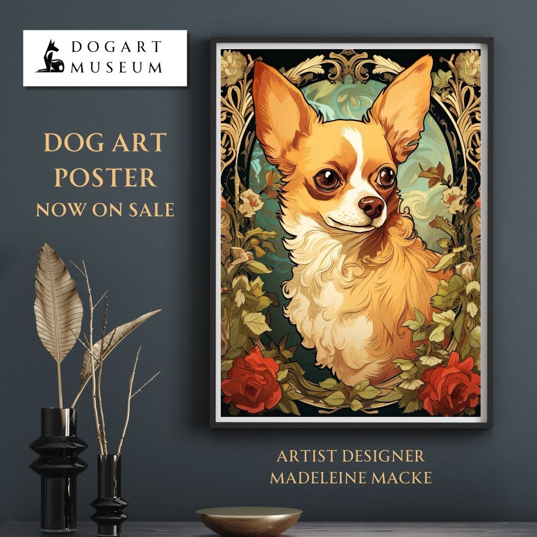 守護犬 - チワワ犬 No.1】ジークレー版画＊名入れOK！アールヌーヴォー