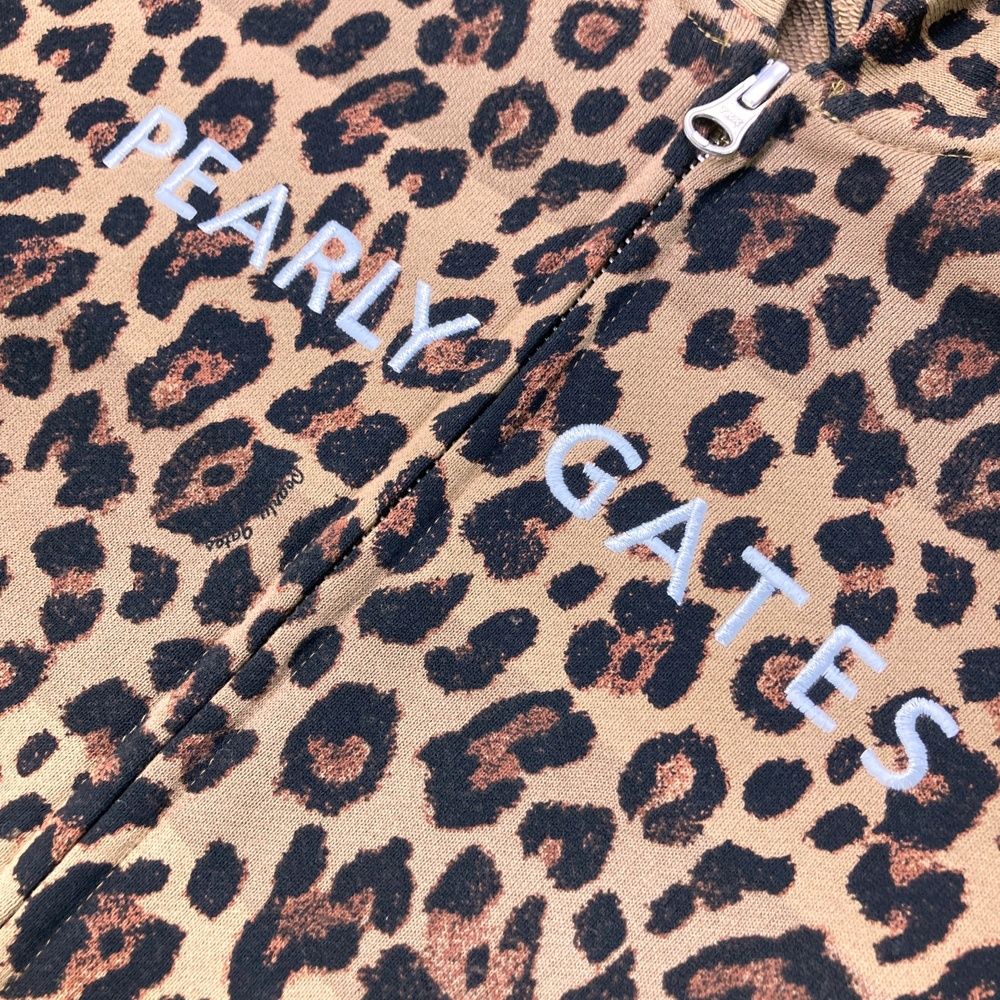 0 パーリーゲイツ 無地×レオパード柄 スウェット パーカー ジャケット 010 超美品）パーリーゲイツ パーカージャケット レオパード柄 ヒョウ柄