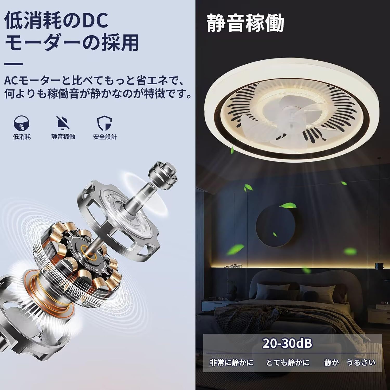 シーリングファンライト LED シーリングライト 調光調色 ファン 50cm