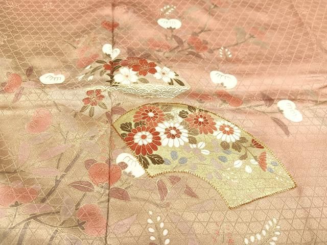 平和屋着物○訪問着 駒刺繍 短冊花文 暈し染め 金彩 正絹