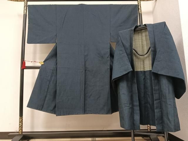 平和屋着物●男性　紬　アンサンブル　褐返色　正絹　逸品　未使用　AAAZ1923ph 平和屋着物○男性 紬 アンサンブル 褐返色 正絹 逸品 未使用