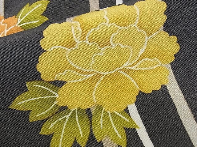 平和屋本店□極上 銀座 志ま亀 小紋 縞牡丹 たとう紙付き 正絹 逸品