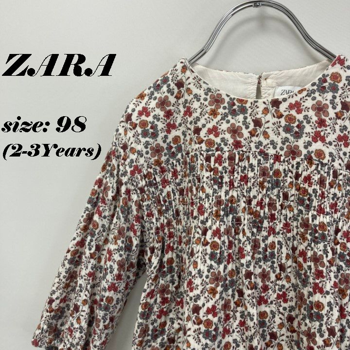 子供服 キッズ 女の子 ZARA ザラ 長袖ワンピース 98cm 花柄 秋冬