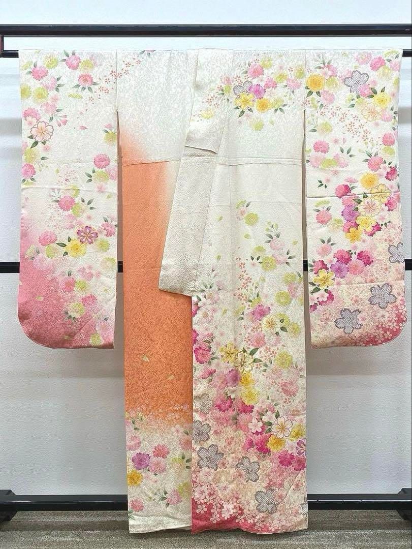 振袖 豪華 銀通し 金駒 刺繍 金彩 桜 紋意匠 身丈155cm 小柄向き