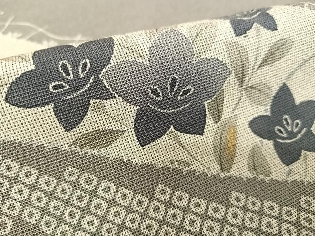 平和屋着物○藤倉守正 本塩沢 やまだ織 訪問着 手描き 草花文 金彩  