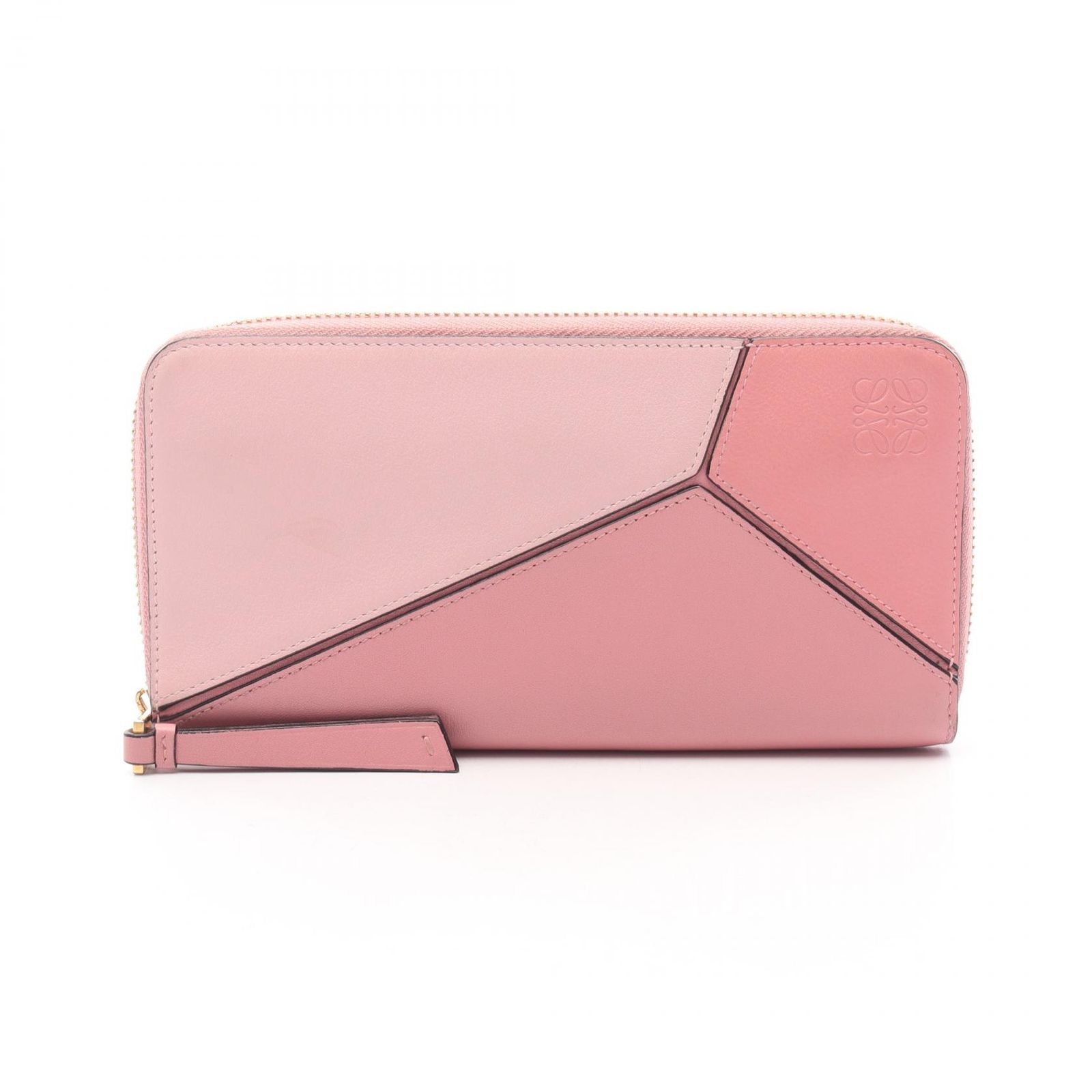 ロエベ LOEWE ラウンド長財布 パズルジップアラウンドウォレット 122N89UF13 ピンク レザー 長財布 レディース Used A