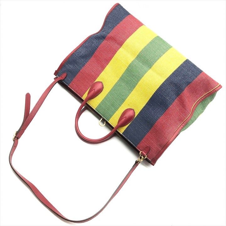 展示品 GUCCI グッチ バイアデラ ストライプ マルチ キャンバス レザー 2WAY ハンド ショルダー バッグ a3246 展示品 GUCCI グッチ バイアデラ ストライプ マルチ キャンバス レザー