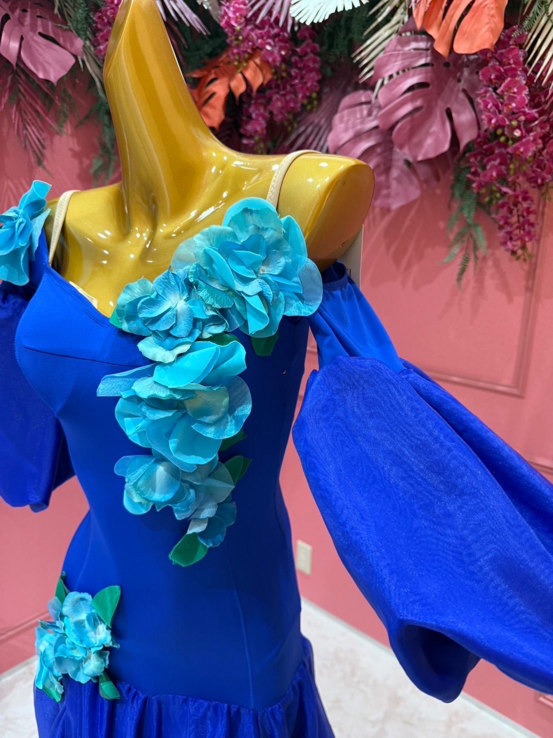 社交ダンス gentil ジャンティ ブルー ワンピース スタンダードドレス サイズS