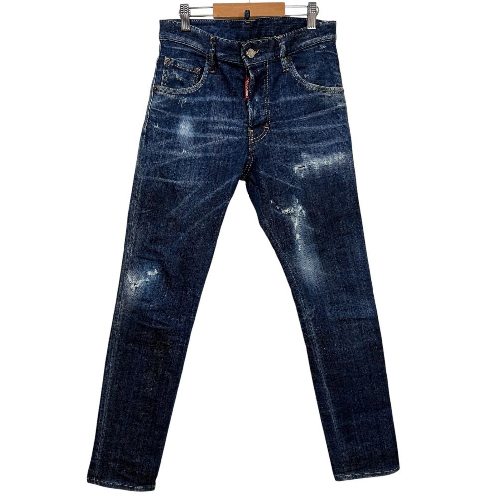23SS Dsquared2 ディースクエアード SKATER JEAN ストレッチ クラッシュ デニムパンツ ジーンズ 42 インディゴブルー レディース 古着