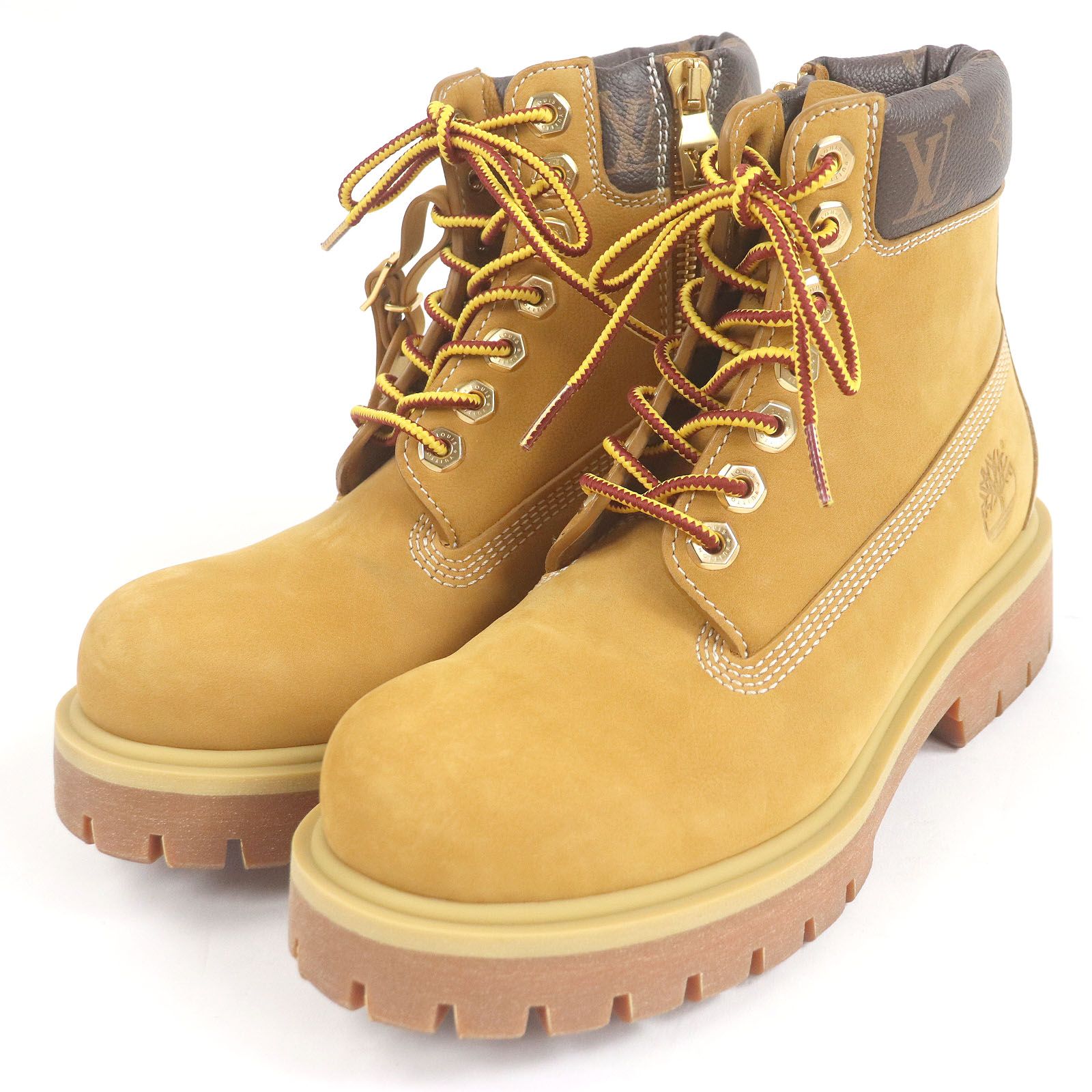 □LOUIS VUITTON Timberland ルイヴィトン ティンバーランド 2025年製 ヌバックレザー モノグラム 6-IN イエローブーツ アンクルブーツ ウィート 7 イタリア製 メンズ