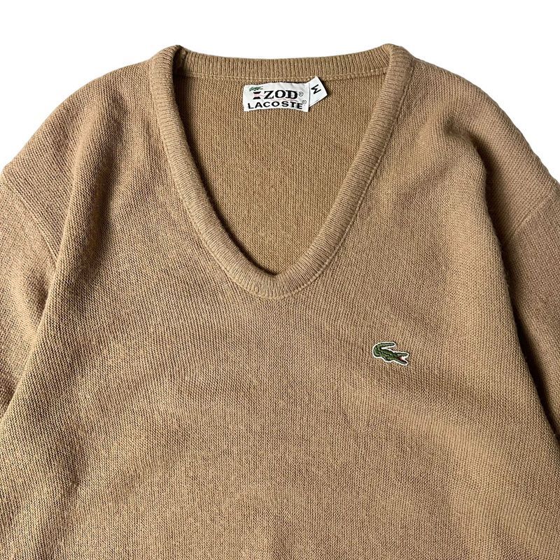 70s IZOD LACOSTE 無地 Vネック アクリル ニット セーター M / 70年代 ...