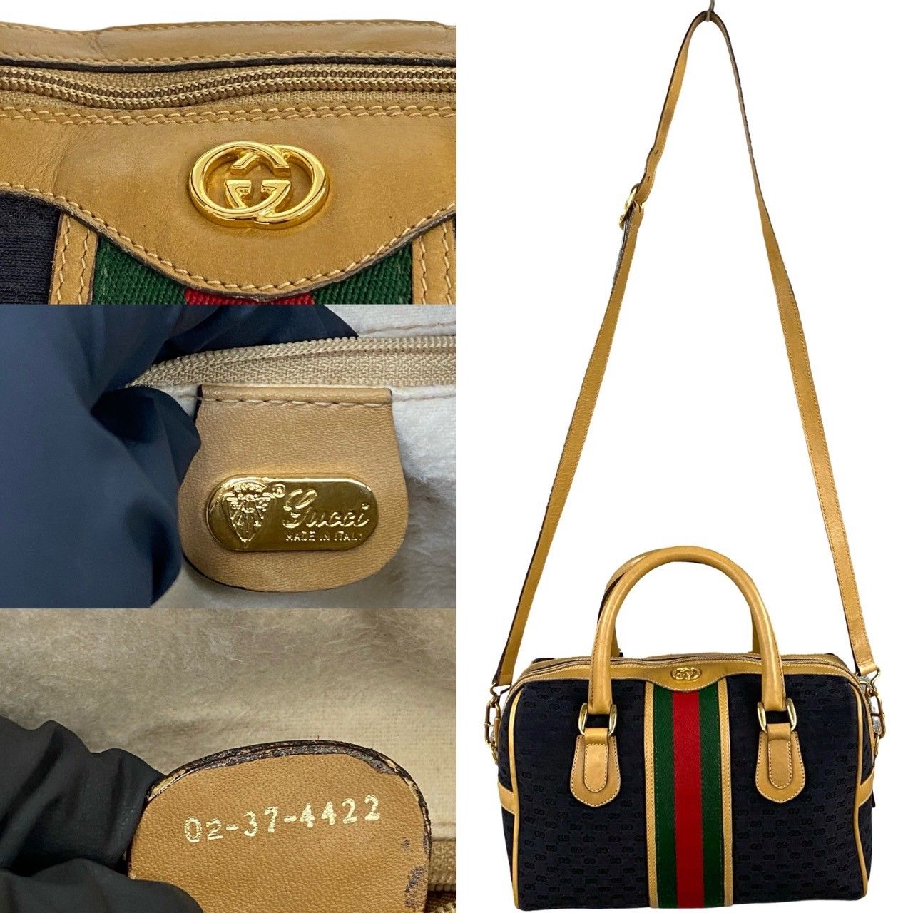 極 美品 GUCCI グッチ オールドグッチ シェリーライン マイクロ GG ロゴ レザー 2way ハンドバッグ ボストンバッグ ショルダーバッグ  44-10 - メルカリ