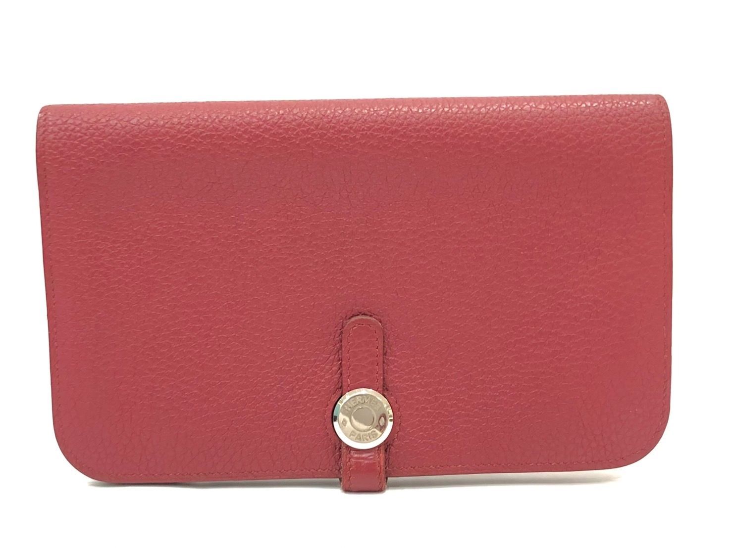 HERMES エルメス ドゴンGM 長財布 小銭入れあり トゴ ルージュ