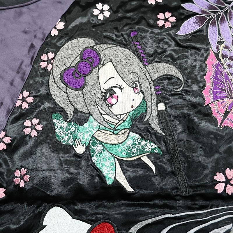 抜刀娘 スカジャン パープル 桜 抜刀娘 スカジャン 妃那 凛 sj 刺繍