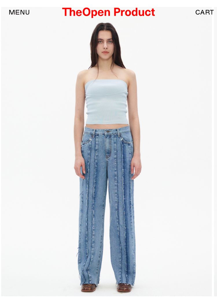 The Open Product ザオープンプロダクト ダメージ フリンジ デニム