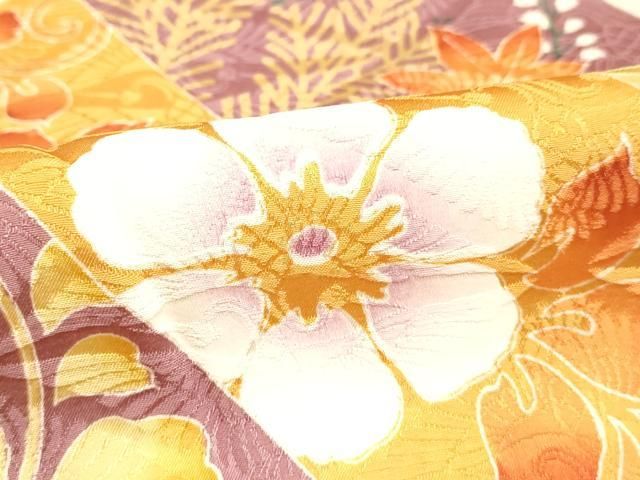 アンティーク 中振袖 金駒刺繍 豪華花 波文 正絹 蕎麦切色 振袖 y202 平和屋着物□豪華振袖 駒刺繍 絞り 草花文 金彩 金銀糸 正絹