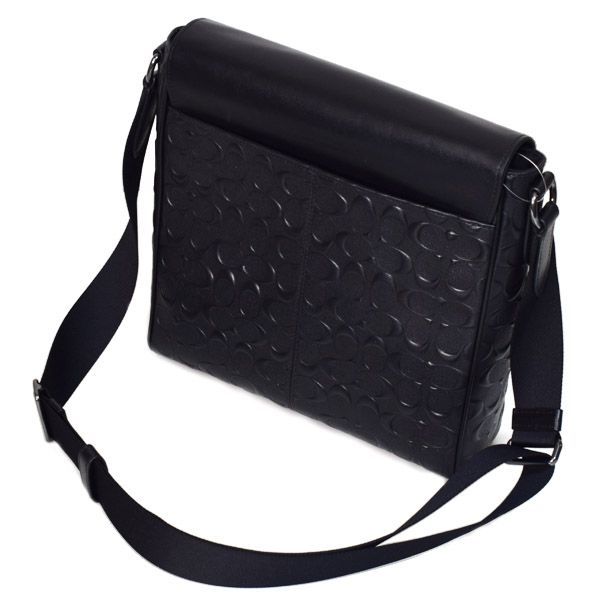 コーチ メンズ バッグ COACH スムースカーフレザー シグネチャー 型押し フラップ ヒューストン マップ クロスボディ 斜め掛け ショルダー バッグ ブラック coach4006 コーチ メンズ バッグ COACH スムースカーフレザー シグネチャー 型