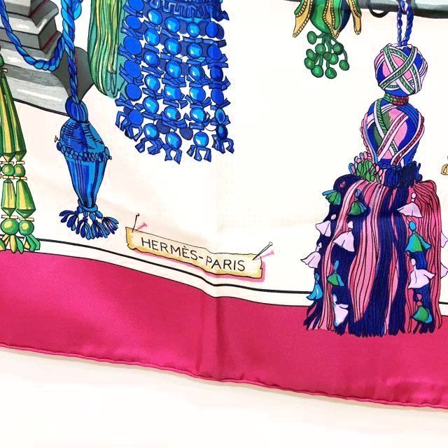 エルメス HERMES カレ90 スカーフ ショール 紐飾り pasemente 総柄 絹  