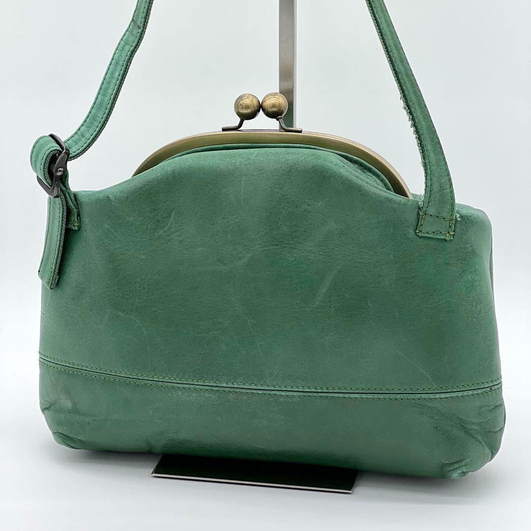 マクロマウロ がま口ポーチ ポシェット ショルダーバッグ グリーン