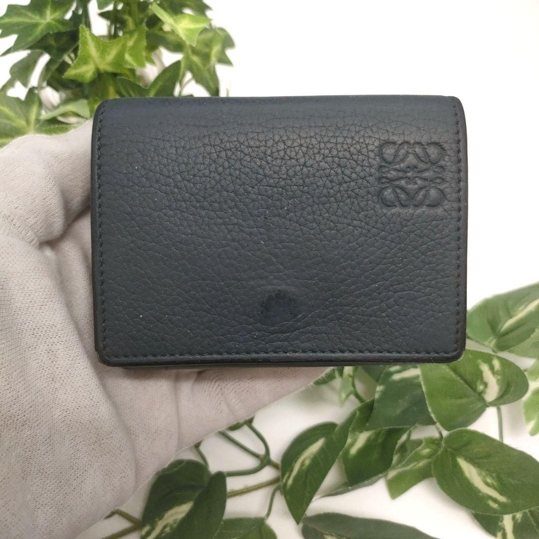 ロエベ　三つ折り財布　トライフォールドウォレット　ネイビー　ソフトグレインカーフ ロエベ 三つ折り財布 トライフォールドウォレット ネイビー ソフト