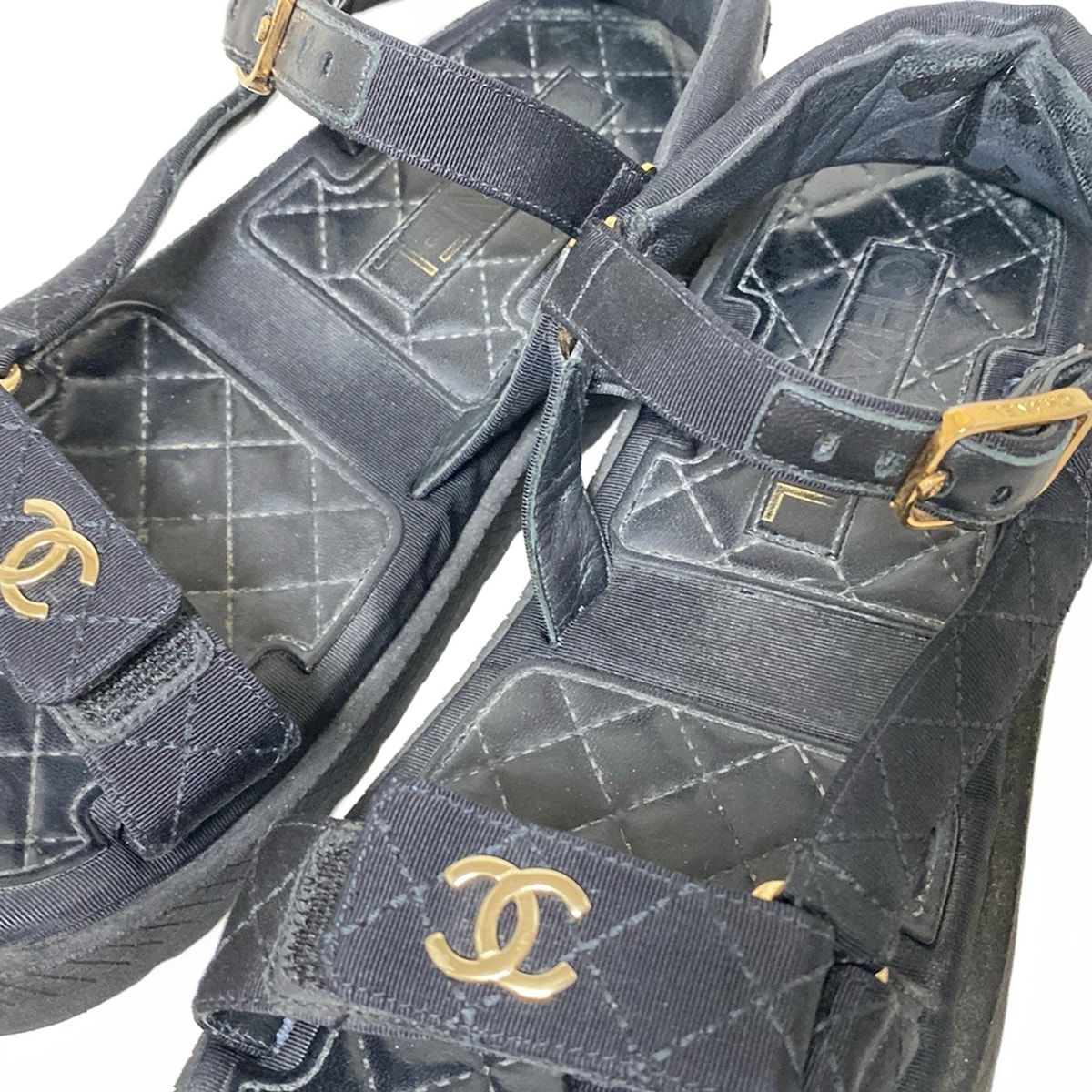 CHANEL シャネル サンダル 36 C レディース 黒 シャネル サンダル ココマーク スポーツサンダル レディース