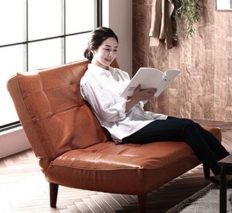 1人掛け リクライニング ハイバックソファ キャメル ヴィンテージ