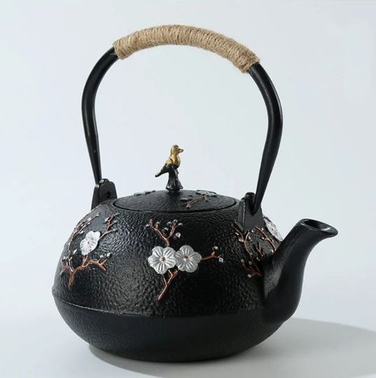 鉄器 鉄瓶 鉄器 急須 おしゃれ IH 対応 鉄やかん 鉄分補給 梅の花 1200ml