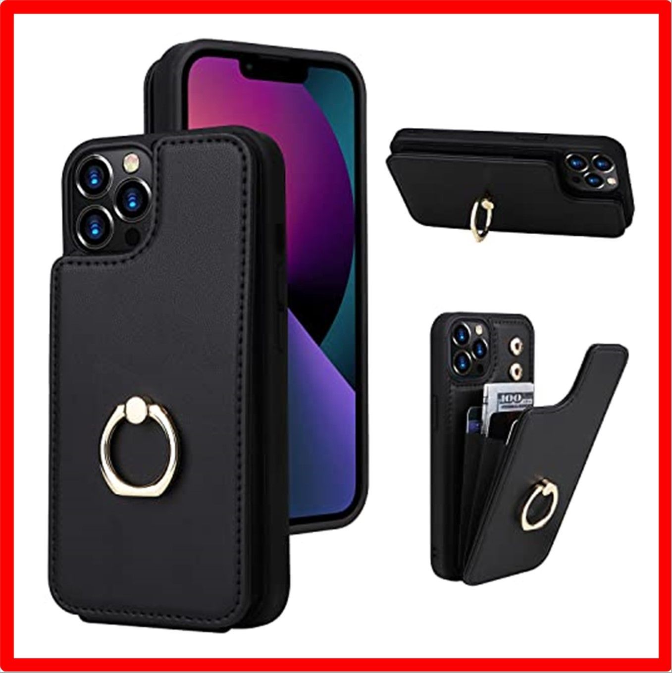 【匿名配送】 iPhone 14Pro_ブラック iPhone 14proケース 財布型 iPhone14pro手帳型 ケース おしゃれ 14proケース【J.
