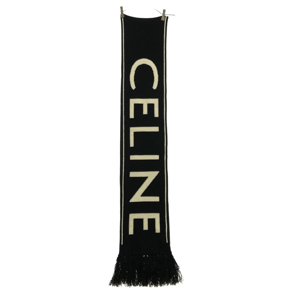 CELINE マフラー CELINE (セリーヌ) ロゴデザイン カシミヤ混 ウール フリンジ
