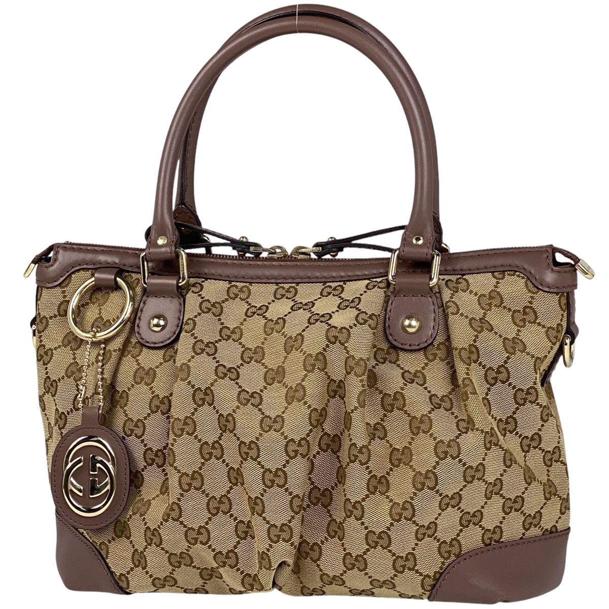 グッチ　ハンドバッグ　スーキー　トートバッグ　GGキャンバス　肩掛け可　ブラウン 楽天市場】GUCCI グッチ スーキー ブラウン ゴールド金具 GG