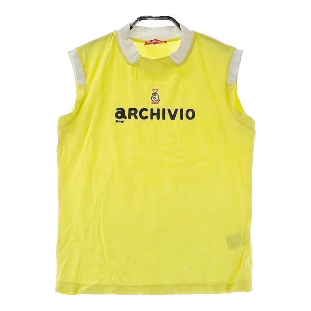 サイズ：38 ARCHIVIO アルチビオ  ノースリーブポロシャツ バックプリーツ  イエロー系 [240101412790] ゴルフウェア レディース ストスト サイズ：38 ARCHIVIO アルチビオ ノースリーブポロシャツ バック