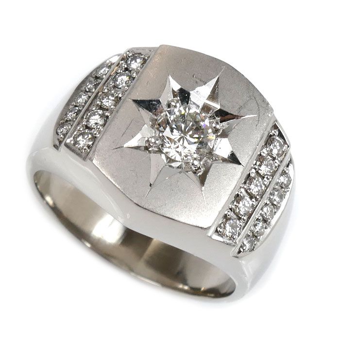 Pt900プラチナ リング 指輪 ダイヤモンド0.44ct|0.30ct 21号 27.2g メンズ