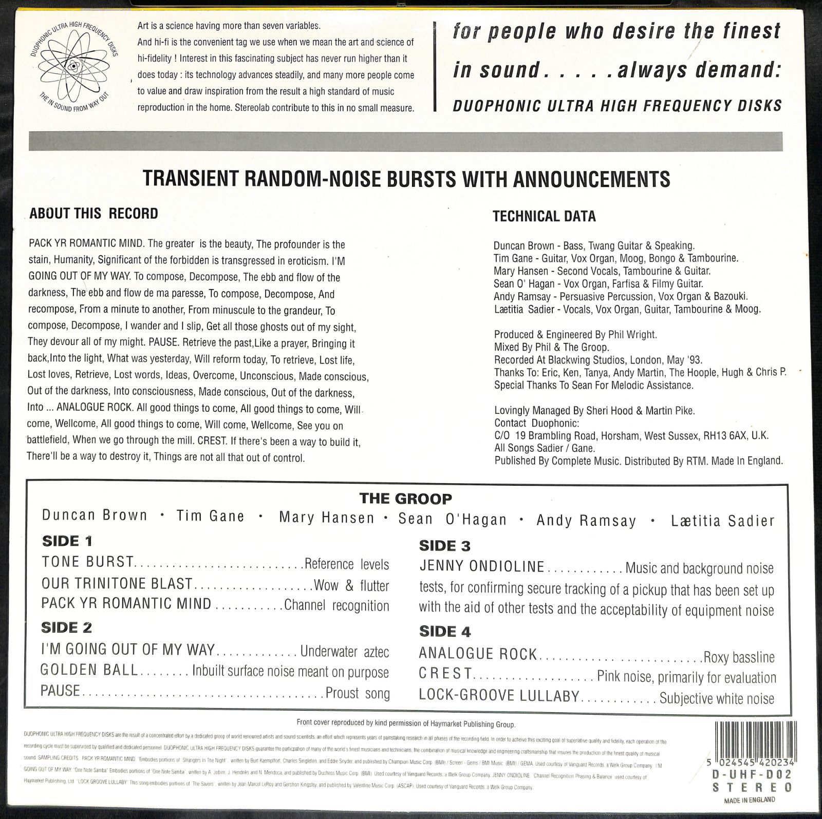 希少2LP】Stereolab Transient Random-Noise Bursts With