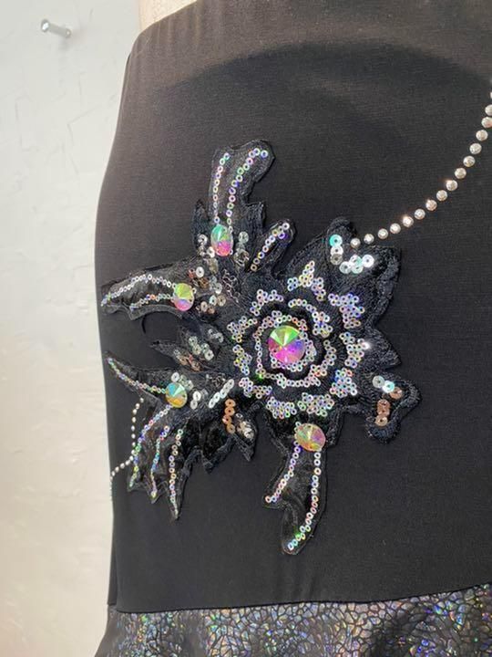 箔プリントフリルスパンコールツーピースｍｒ1215