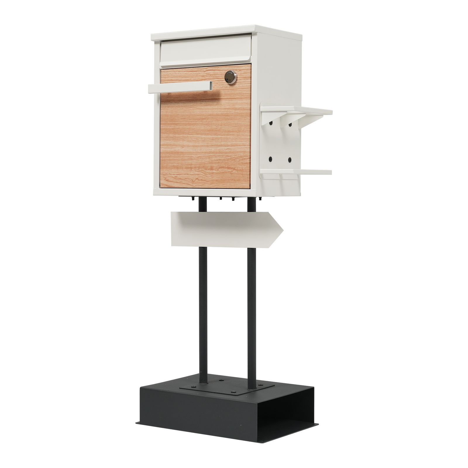 宅配ボックス 置き型 スタンド 投函口3つ ポスト一体型 複数投函 配達ボックス 鍵付き メ一ル便!-利用文字-!A4対応 ポスト 北欧 一戸建て用 スタンドポスト メールボックス A4対応 新聞受け 高級