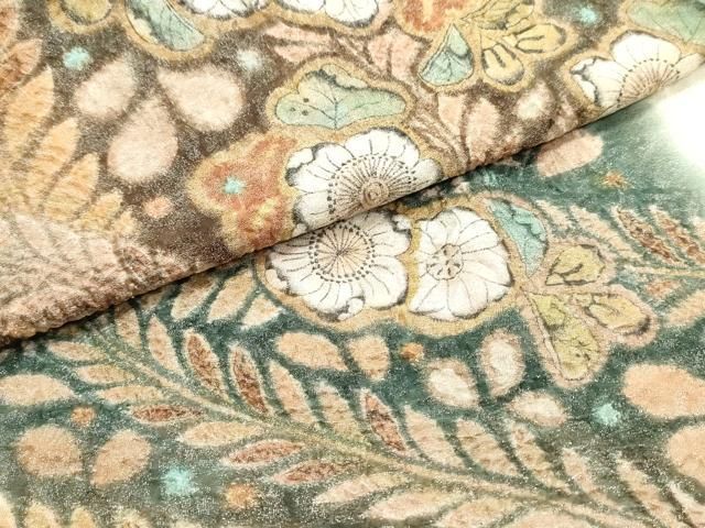 平和屋着物○六通柄袋帯 作家物 絞り 辻が花 銀通し地 正絹 逸品