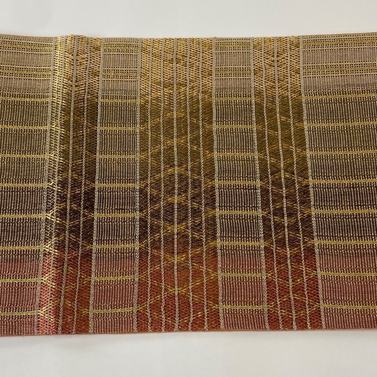 袋帯 美品 秀品 やまと 枝花 蝶 金糸 金彩 えんじ色 お太鼓柄