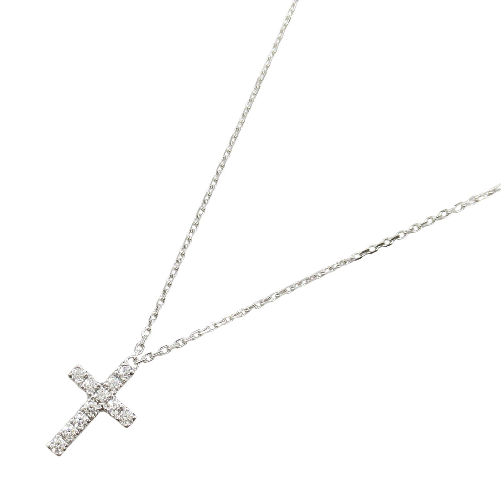 カルティエ CARTIER ネックレス ダイヤ クロス ネックレス 首回り38|41cm K18WG ホワイトゴールド ダイヤモンド ダイヤ クロス ネックレス レディース Used A