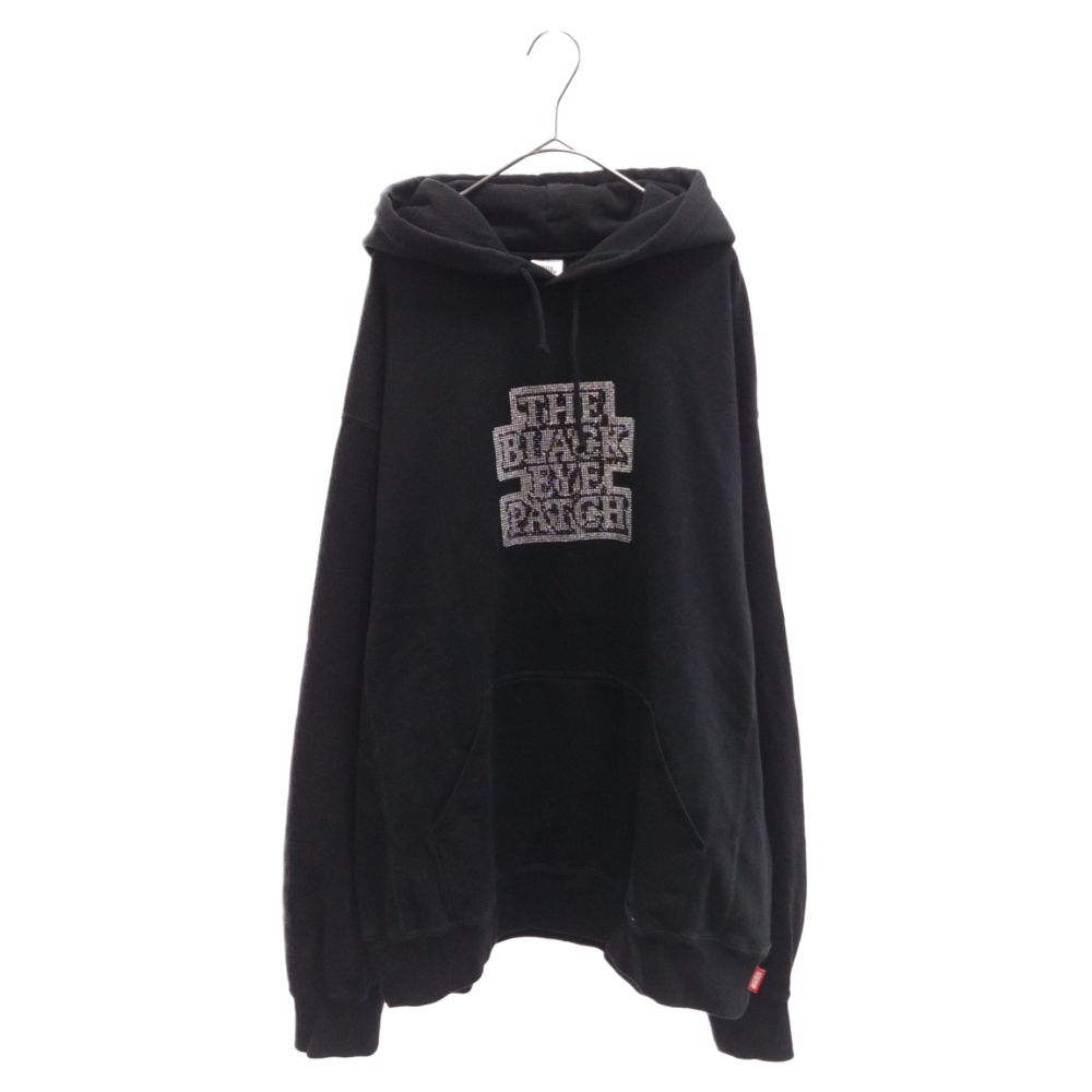 THE BLACK EYE PATCH ブラックアイパッチ ラインストーンプルオーバースウェットパーカー ラメ加工 ブラック THE BLACK EYE PATCH (ブラックアイパッチ) ラインストーンプル
