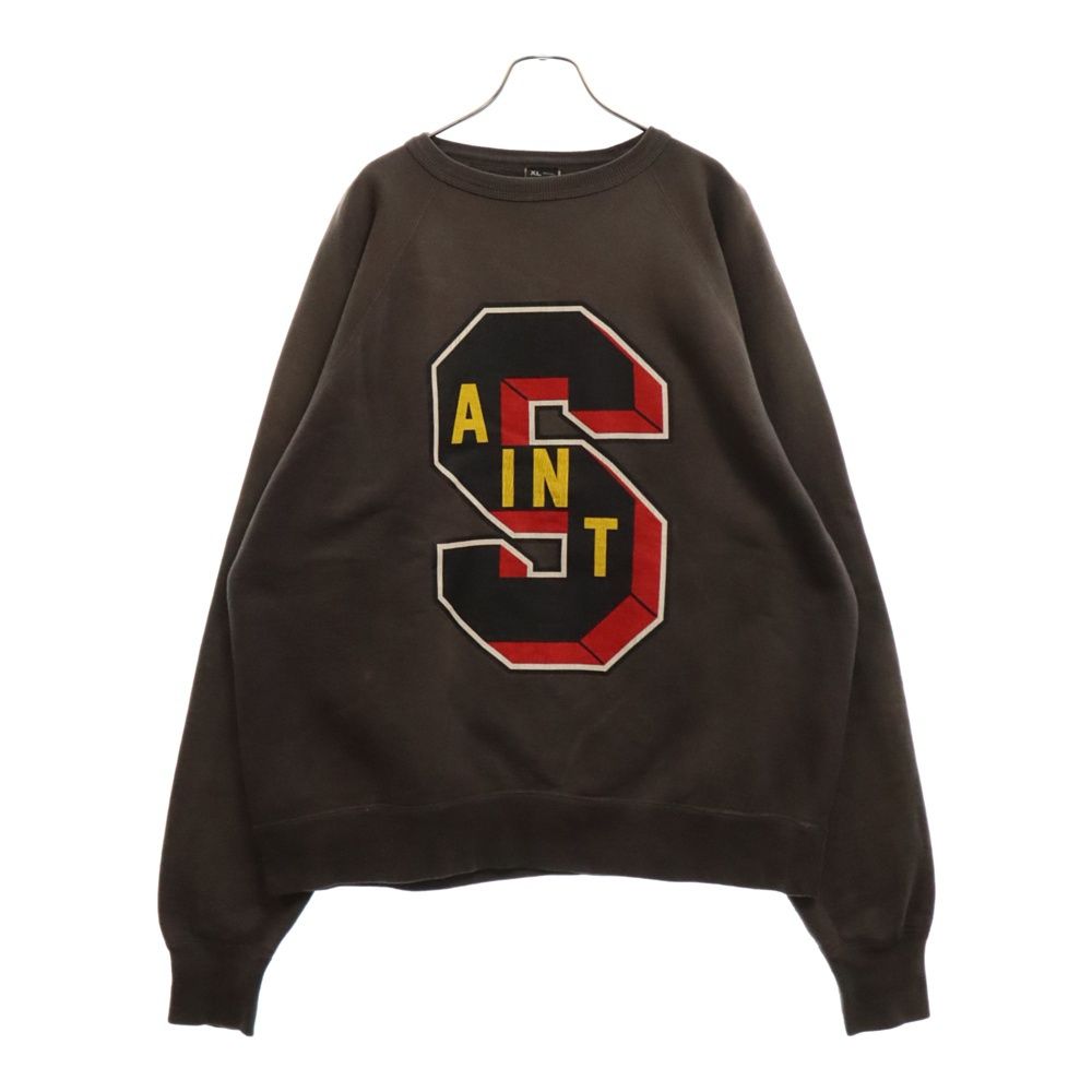 SAINT MICHAEL (セントマイケル) 22AW × DENIM TEARS CREW SWEAT SM-A22-0000-050 ×デニムティアーズ ヴィンテージ加工 クルーネック長袖スウェットトレーナー ブラック