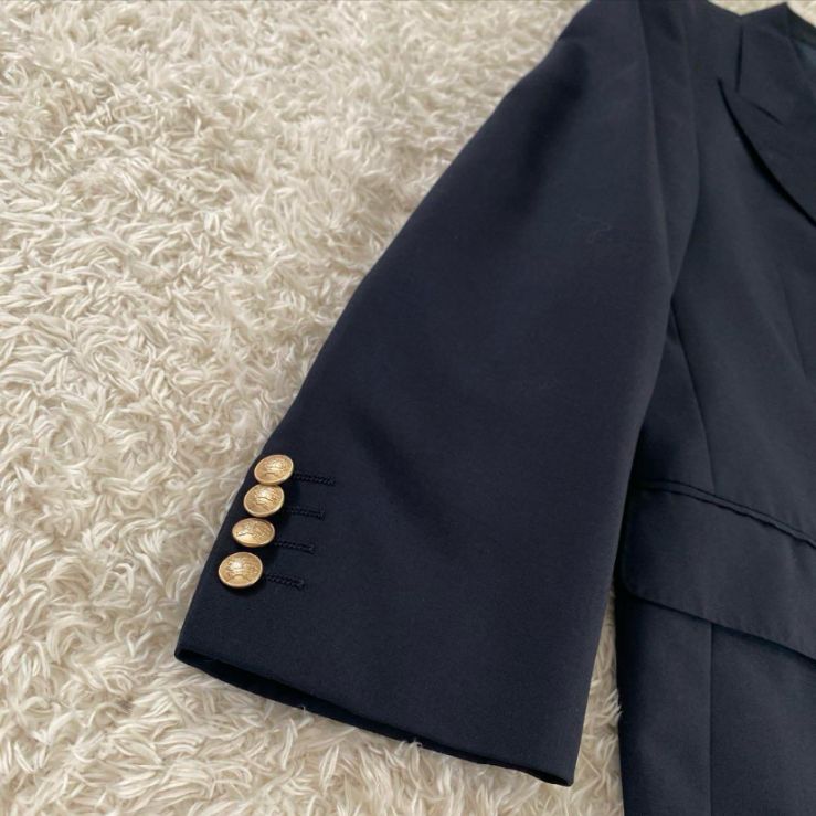 極美品！BURBERRY 紺ブレ ダブル 金ボタン ホースロゴ モヘヤ - メルカリ