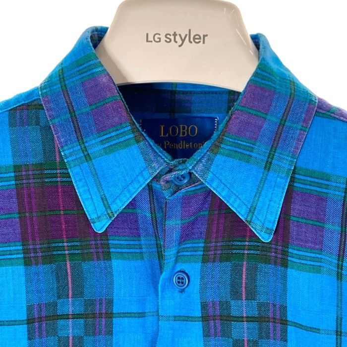 Pendleton Mサイズ 半袖シャツ チェック柄 ブルー PENDLETON 半袖シャツ XL ブルー チェック コットン 胸ポケット