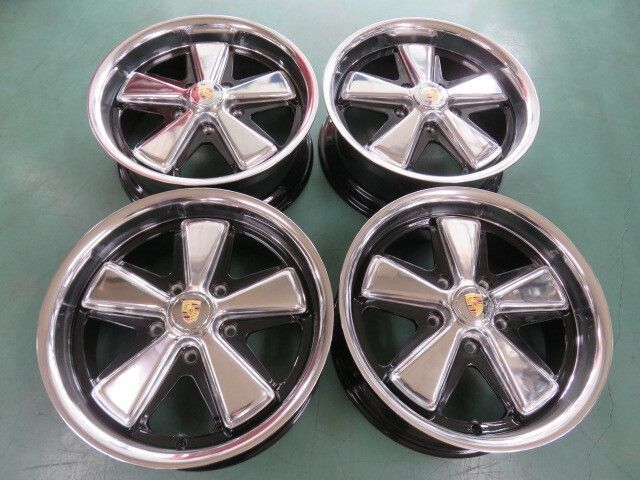 VW 空冷 ポルシェアロイ FUCHS 17X7J 5H 130 35 ４本 エンブレム ポリッシュ ビートル カルマンギア バス Boxster ボクスター 986