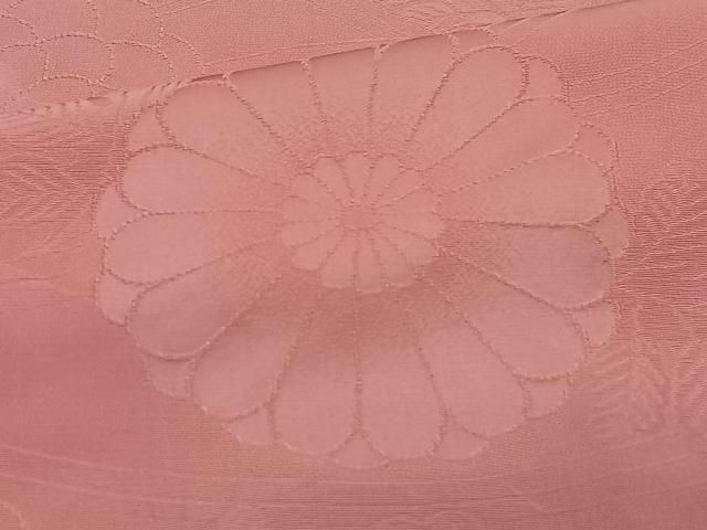 平和屋着物□上質な色無地 吉祥地紋 甚三紅色 正絹 逸品 未